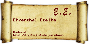 Ehrenthal Etelka névjegykártya